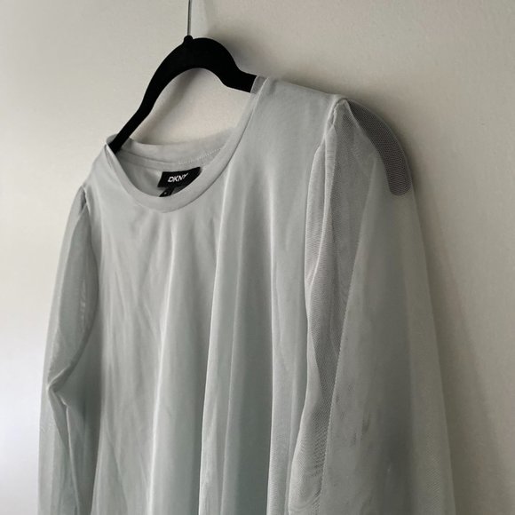 DKNY Pale Blue Mesh Long Sleeve Shirt (Medium) - Picture 5 of 8